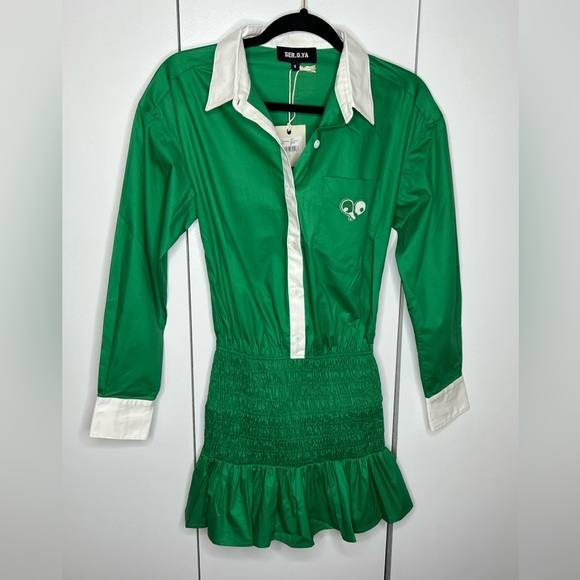 SER.O.YA Lexi Dress in Amazon Green/ Collared shirt dress - NWT SIZE Sma… - Picture 2 of 8